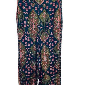 Boden geo print wide leg pant in blue, green and pink. Sz 12